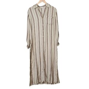 The Great Shirt Dress Tunic Long Striped Silk Size 1 US Small